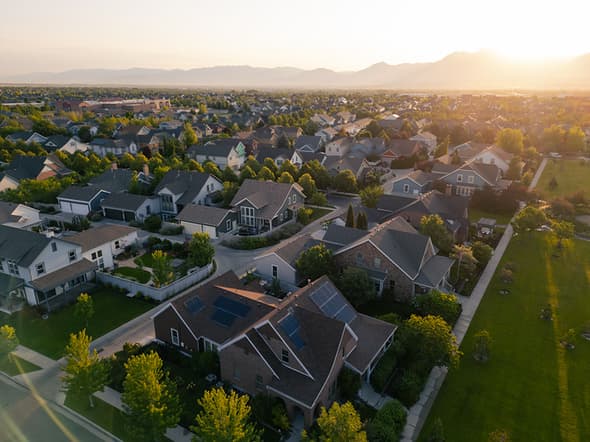 Suburban single-family home neighborhood
